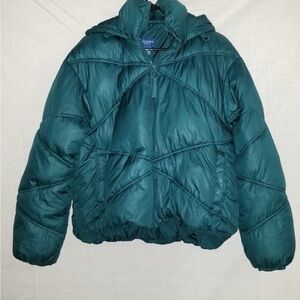 Arizona teal puffer coat L